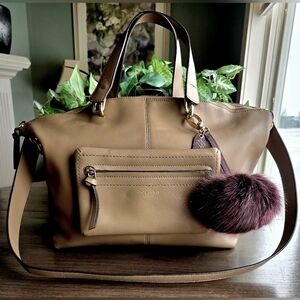 Henri Bendel Taupe Leather West 57th Satchel With Shoulder Strap